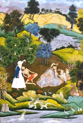 Laila et Majnun évanouis - Basé sur le Khamsa du poète persan Nizami